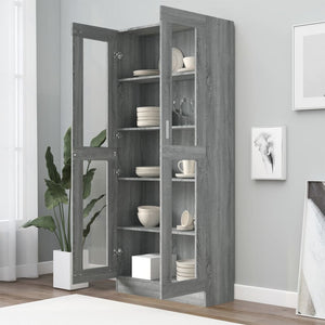 vidaXL Vitrine Cabinet Grey Sonoma 82.5x30.5x185.5 cm Engineered Wood