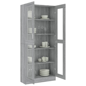 vidaXL Vitrine Cabinet Grey Sonoma 82.5x30.5x185.5 cm Engineered Wood