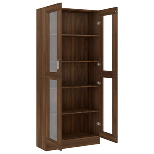 vidaXL Vitrine Cabinet Brown Oak 82.5x30.5x185.5 cm Engineered Wood