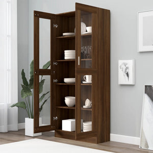 vidaXL Vitrine Cabinet Brown Oak 82.5x30.5x185.5 cm Engineered Wood