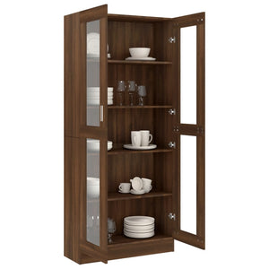 vidaXL Vitrine Cabinet Brown Oak 82.5x30.5x185.5 cm Engineered Wood