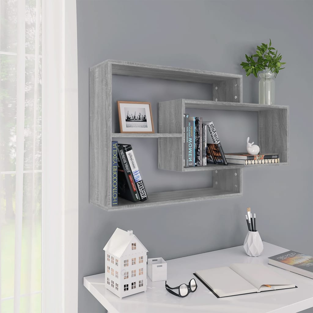 vidaXL Wall Shelf Grey Sonoma 104x20x58.5 cm Engineered Wood