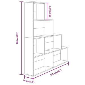 vidaXL Book Cabinet Smoked Oak 155x24x160 cm