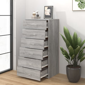 vidaXL Sideboard with 6 Drawers Grey Sonoma 50x34x96 cm Engineered Wood