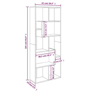 vidaXL Book Cabinet Smoked Oak 67x24x161 cm Engineered Wood