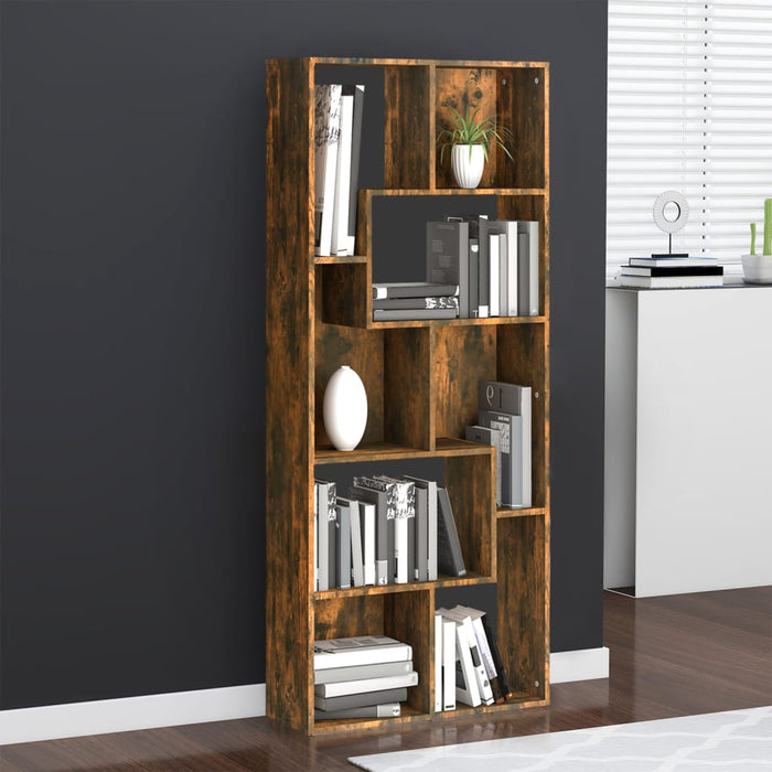 vidaXL Book Cabinet Smoked Oak 67x24x161 cm Engineered Wood