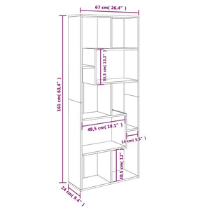 vidaXL Book Cabinet Brown Oak 67x24x161 cm Engineered Wood