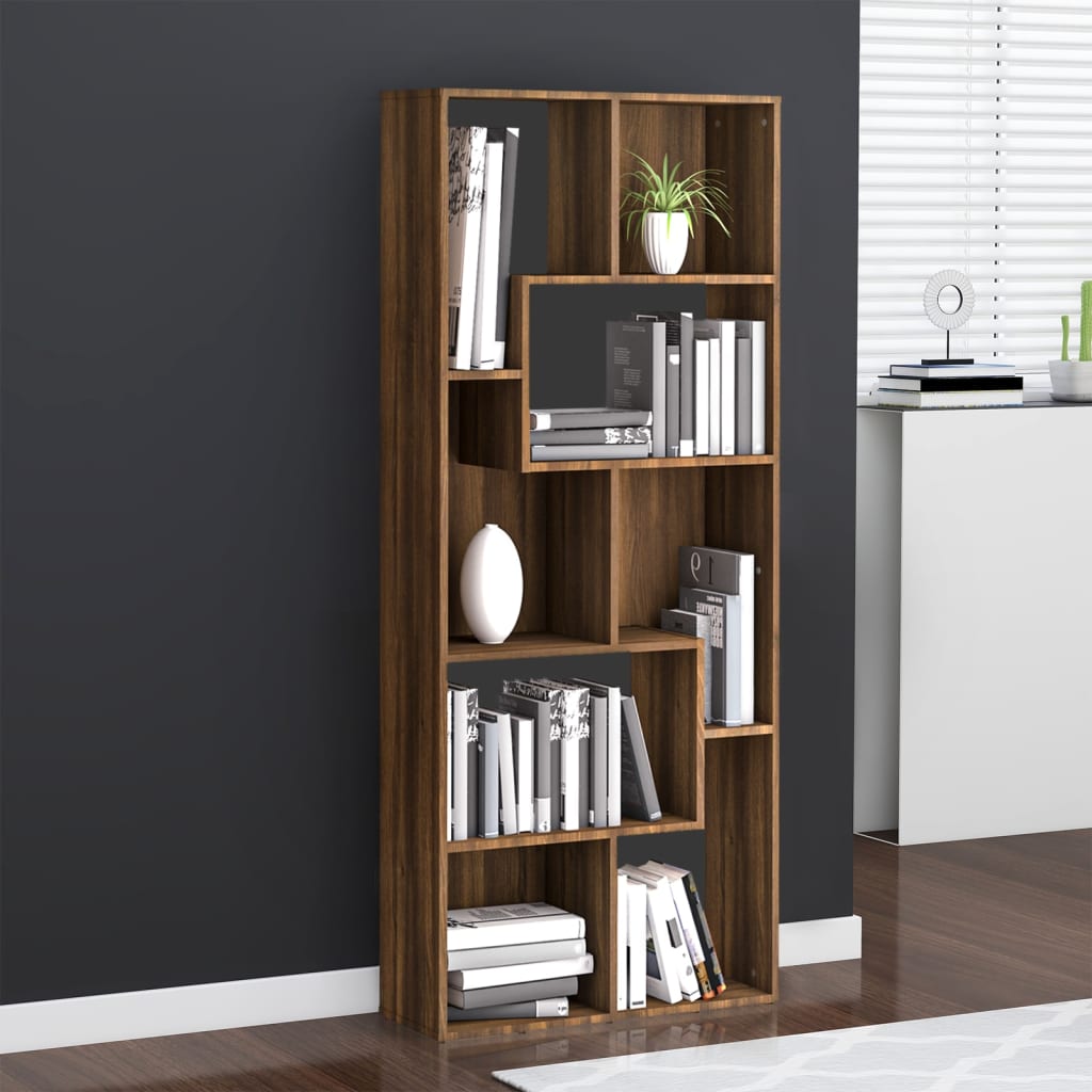 vidaXL Book Cabinet Brown Oak 67x24x161 cm Engineered Wood