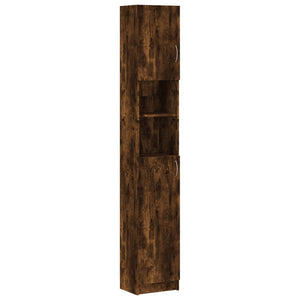 vidaXL Bathroom Cabinet Smoked Oak 32x25.5x190 cm Engineered Wood