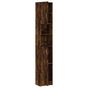 vidaXL Bathroom Cabinet Smoked Oak 32x25.5x190 cm Engineered Wood