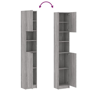 vidaXL Bathroom Cabinet Grey Sonoma 32x25.5x190 cm Engineered Wood