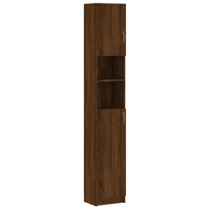 vidaXL Bathroom Cabinet Brown Oak 32x25.5x190 cm Engineered Wood