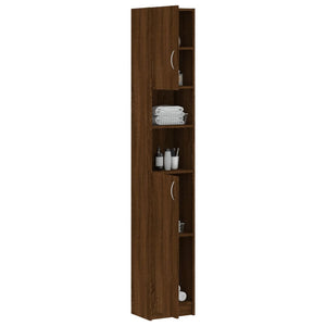 vidaXL Bathroom Cabinet Brown Oak 32x25.5x190 cm Engineered Wood