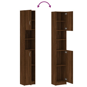 vidaXL Bathroom Cabinet Brown Oak 32x25.5x190 cm Engineered Wood