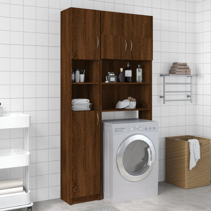 vidaXL Bathroom Cabinet Brown Oak 32x25.5x190 cm Engineered Wood