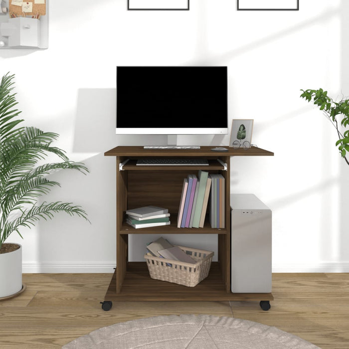 vidaXL Computer Desk Brown Oak 80x50x75 cm Engineered Wood