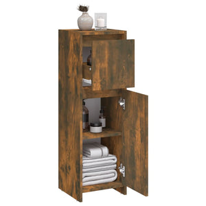 vidaXL Bathroom Cabinet Smoked Oak 30x30x95 cm Engineered Wood