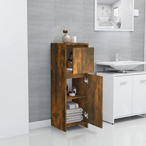 vidaXL Bathroom Cabinet Smoked Oak 30x30x95 cm Engineered Wood