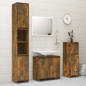 vidaXL Bathroom Cabinet Smoked Oak 30x30x95 cm Engineered Wood