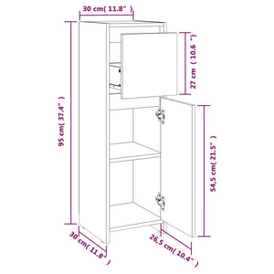 vidaXL Bathroom Cabinet Smoked Oak 30x30x95 cm Engineered Wood