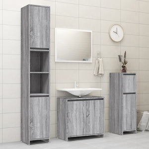 vidaXL Bathroom Cabinet Grey Sonoma 30x30x95 cm Engineered Wood