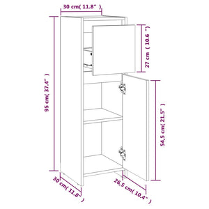 vidaXL Bathroom Cabinet Grey Sonoma 30x30x95 cm Engineered Wood