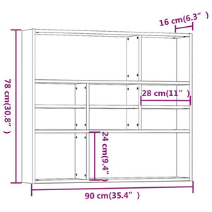 vidaXL Wall Shelf Smoked Oak 90x16x78 cm Engineered Wood