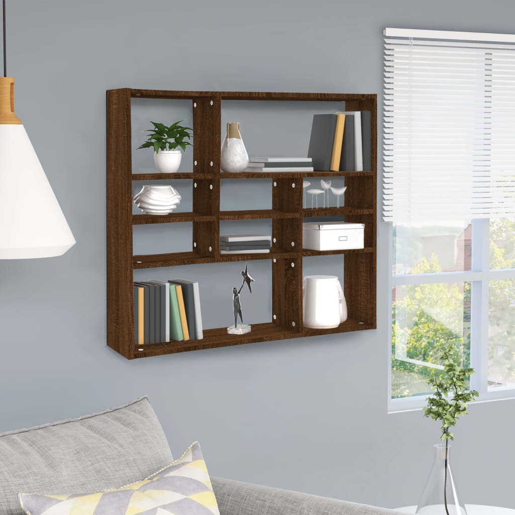 vidaXL Wall Shelf Brown Oak 90x16x78 cm Engineered Wood