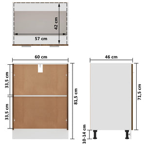 vidaXL Bottom Cabinet Brown Oak 60x46x81.5 cm Engineered Wood