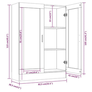 vidaXL Vitrine Cabinet Smoked Oak 82.5x30.5x115 cm Engineered Wood