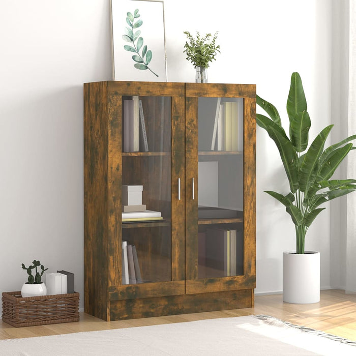 vidaXL Vitrine Cabinet Smoked Oak 82.5x30.5x115 cm Engineered Wood