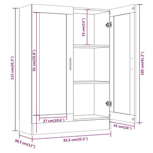 vidaXL Vitrine Cabinet Grey Sonoma 82.5x30.5x115 cm Engineered Wood