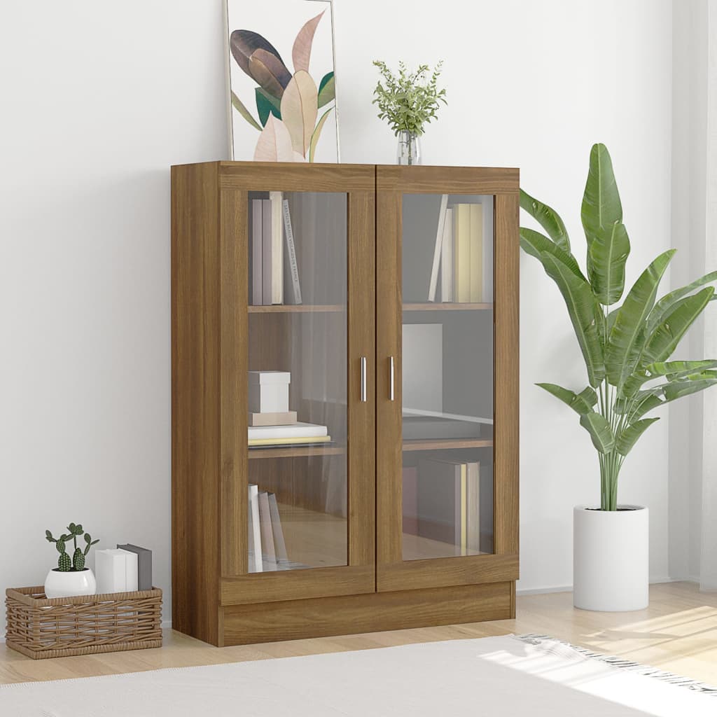 vidaXL Vitrine Cabinet Brown Oak 82.5x30.5x115 cm Engineered Wood