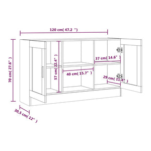 vidaXL Vitrine Cabinet Smoked Oak 120x30.5x70 cm Engineered Wood