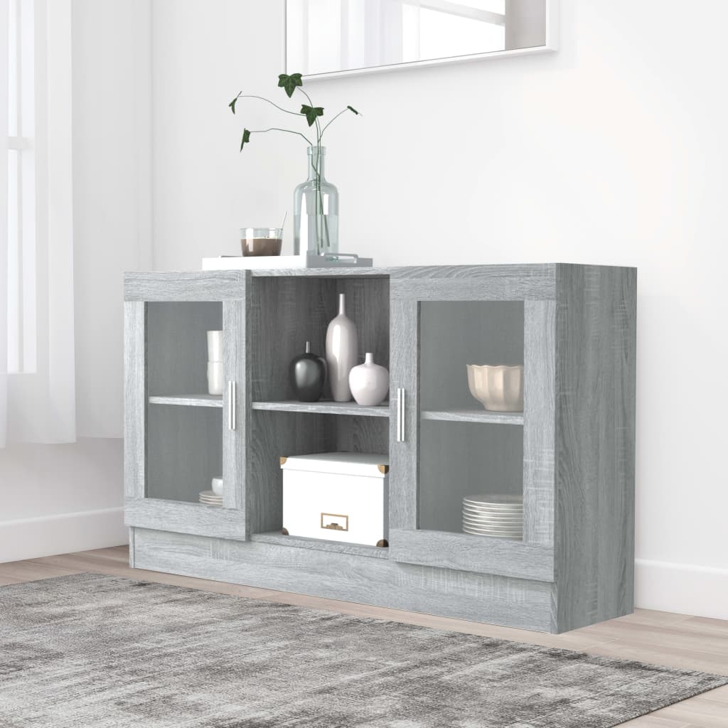 vidaXL Vitrine Cabinet Grey Sonoma 120x30.5x70 cm Engineered Wood