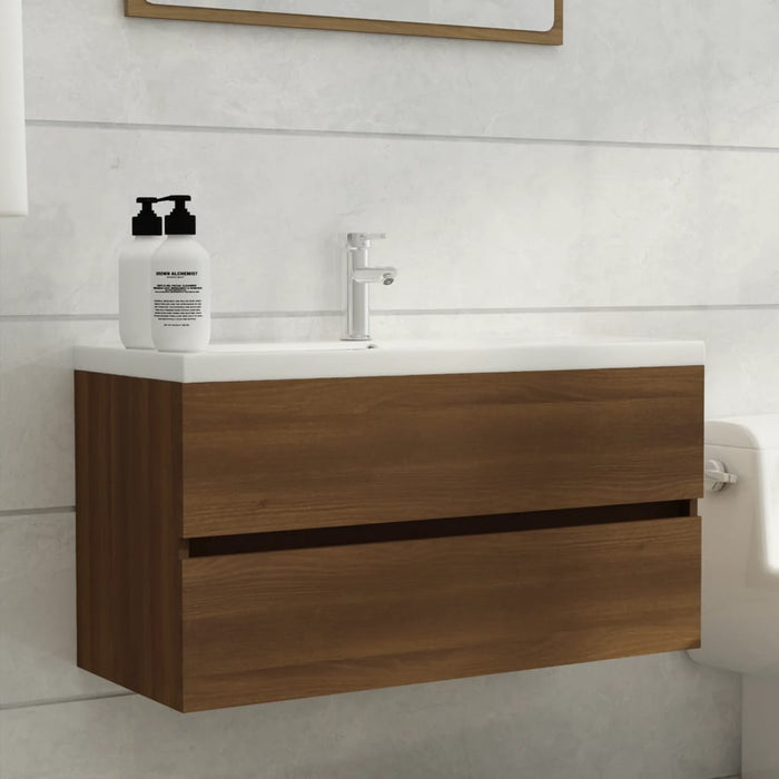 vidaXL Sink Cabinet Brown Oak 90x38.5x45 cm Engineered Wood