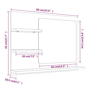 vidaXL Bathroom Mirror Brown Oak 60x10.5x45 cm Engineered Wood