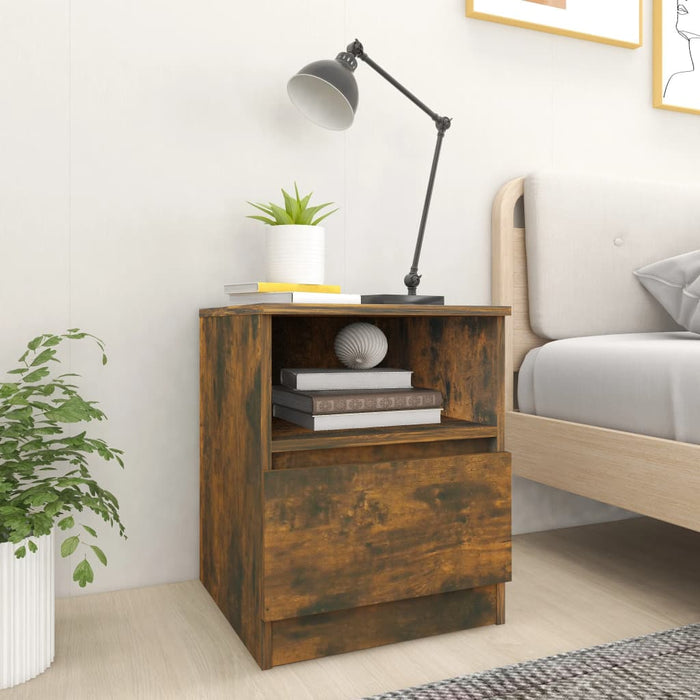 vidaXL Bedside Cabinet Smoked Oak 40x40x50 cm Engineered Wood