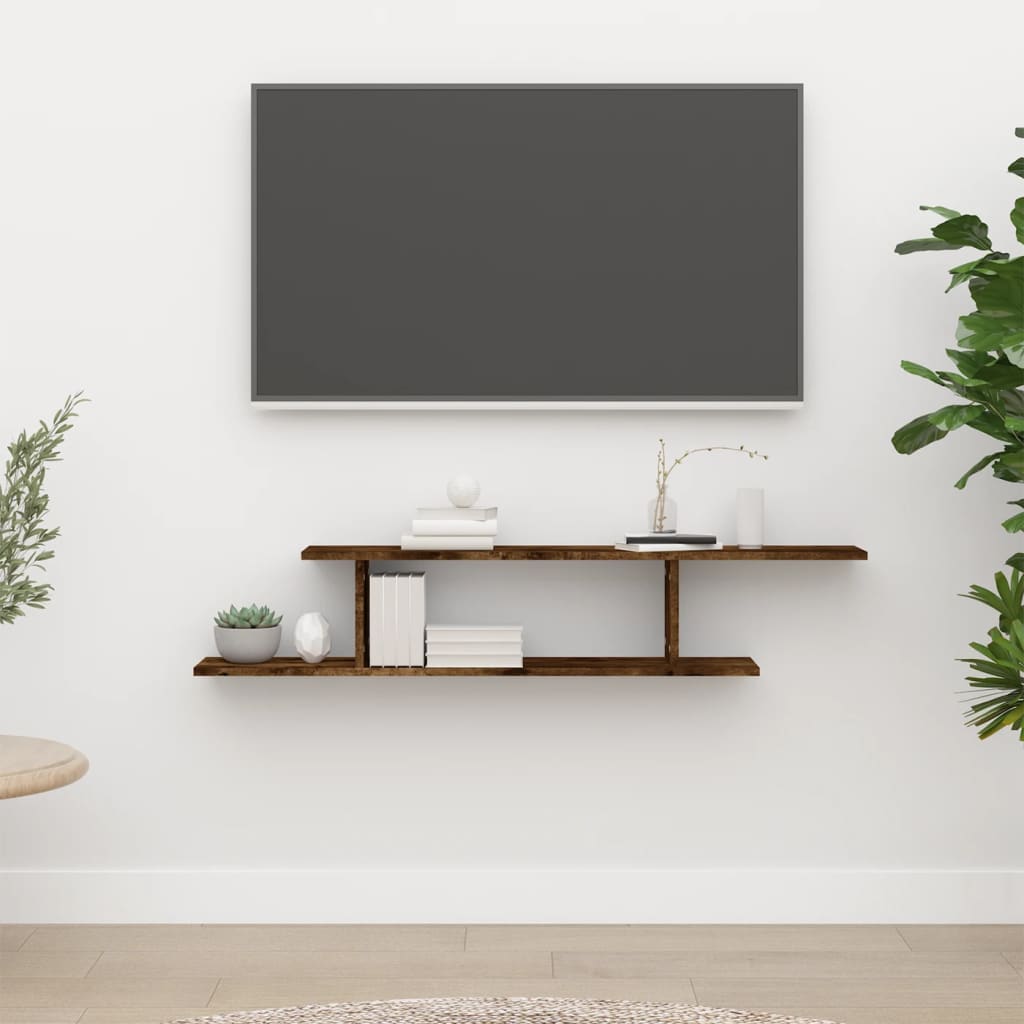 vidaXL Wall-Mounted TV Shelf Smoked Oak 125x18x23 cm Engineered Wood