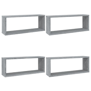 vidaXL Wall Cube Shelves 4 pcs Grey Sonoma 60x15x23 cm Engineered Wood