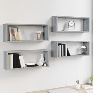 vidaXL Wall Cube Shelves 4 pcs Grey Sonoma 60x15x23 cm Engineered Wood