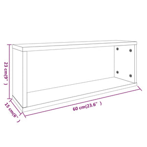 vidaXL Wall Cube Shelves 4 pcs Grey Sonoma 60x15x23 cm Engineered Wood