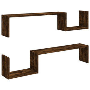 vidaXL Wall Shelves 2 pcs Smoked Oak 100x15x20 cm Engineered Wood