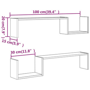 vidaXL Wall Shelves 2 pcs Smoked Oak 100x15x20 cm Engineered Wood