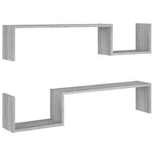 vidaXL Wall Shelves 2 pcs Grey Sonoma 100x15x20 cm Engineered Wood