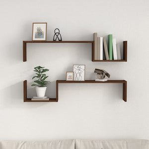 vidaXL Wall Shelves 2 pcs Brown Oak 100x15x20 cm Engineered Wood