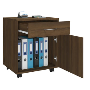 vidaXL Rolling Cabinet Brown Oak 45x38x54 cm Engineered Wood