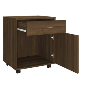 vidaXL Rolling Cabinet Brown Oak 45x38x54 cm Engineered Wood