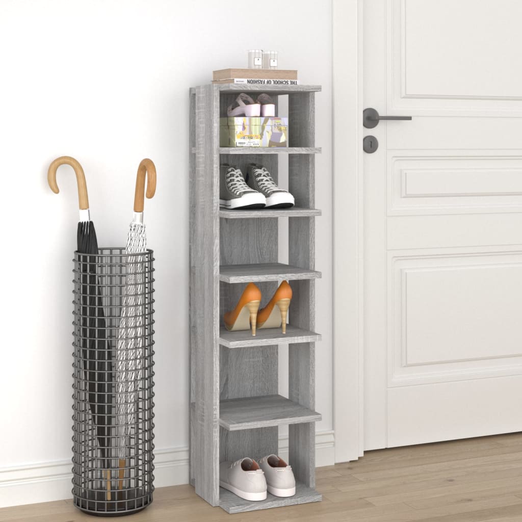 vidaXL Shoe Rack Grey Sonoma 27.5x27x102 cm Engineered Wood