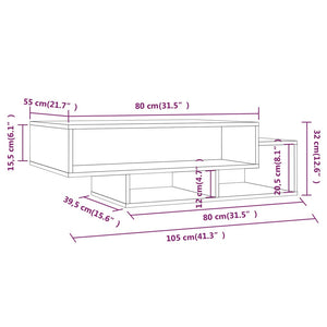 vidaXL Coffee Table Smoked Oak 105x55x32 cm Engineered Wood